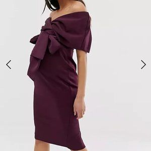 ASOS DESIGN Maternity fallen shoulder wrap midi dr